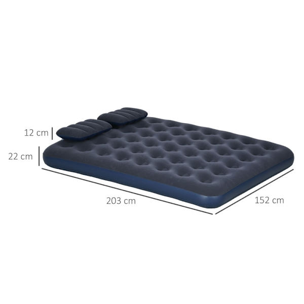 Rootz luftmadrass för 2 personer - Uppblåsbar säng - Campingmadrass - Optimalt kroppsstöd - Snabb uppblåsning - Slitstark halkfri yta - 203cm x 152cm