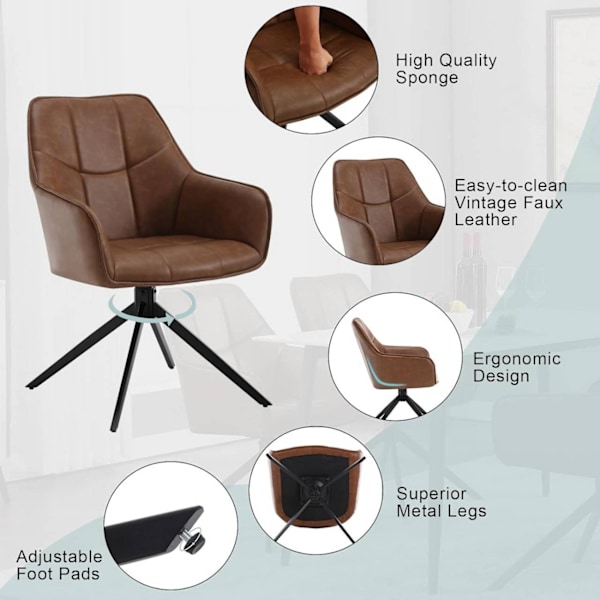 Rootz matstolsset 6-pack - Vridstol - Vadderat säte - Robusta metallben - Mångsidig användning - 58cm x 86cm x 63,5cm