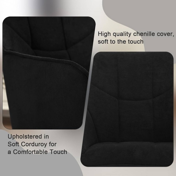 Rootz Swivel Dining Chair Set Bekväm vadderad - Chenille Manchester - 360° rotation - Ergonomisk design - 58cm x 86cm x 63,5cm