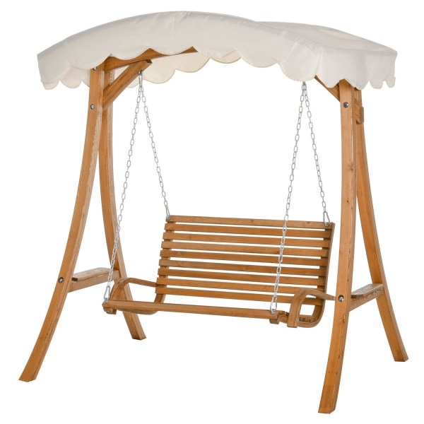 Rootz Garden Swing - 2-paikkainen keinu - Lehtikuusi - Luonnollinen/Valkoinen - 170 x 135 x 170 cm