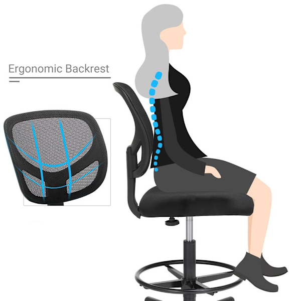 Rootz Swivel Chair - Kontorsstol - Mesh ryggstöd - Justerbar höjd - Säker lastkapacitet - 98,5 cm x 48 cm x 117,5 cm