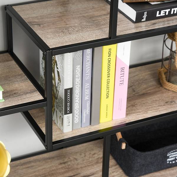 Nancy's Woodland Boekenkast - Boekenwand - Spaanplaat - Kantoorplank - Archiefplank - Zwart/Licht Eiken