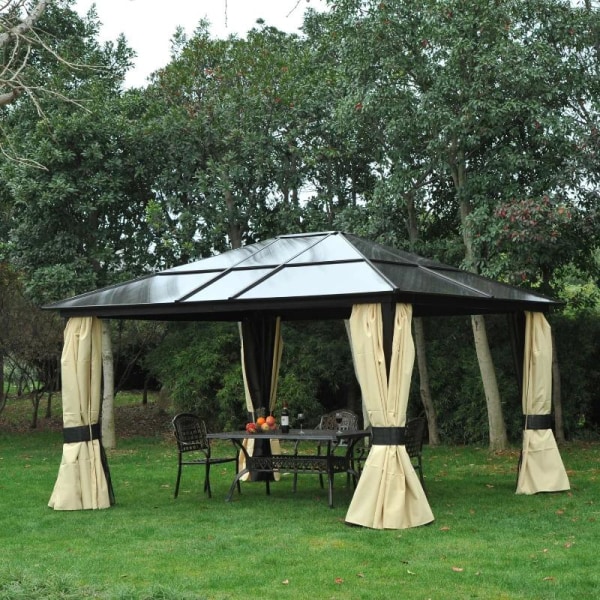 Rootz Gazebo - Ylellinen huvimaja - Puutarhapaviljonki - Juhlateltta - Puutarhateltta - Alumiini - 430 X 360 X 280 cm