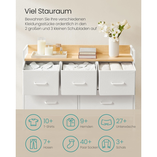 Rootz kommode - Opbevaringsskab - Kommode - Spånplade & MDF - Stålramme - Cloud White - Eg Beige - 29cm x 98,2cm x 70cm
