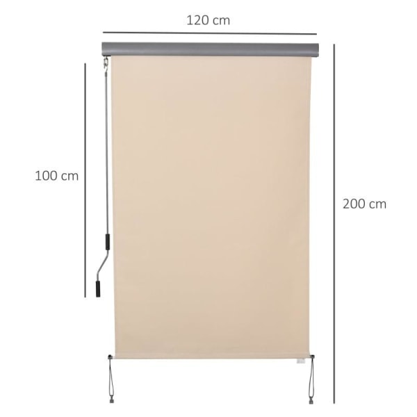 Rootz Vertical Awning - Balcony Awning - Side Roller Blind - Awning - Window Roller - Cream White - 120 x 200 cm