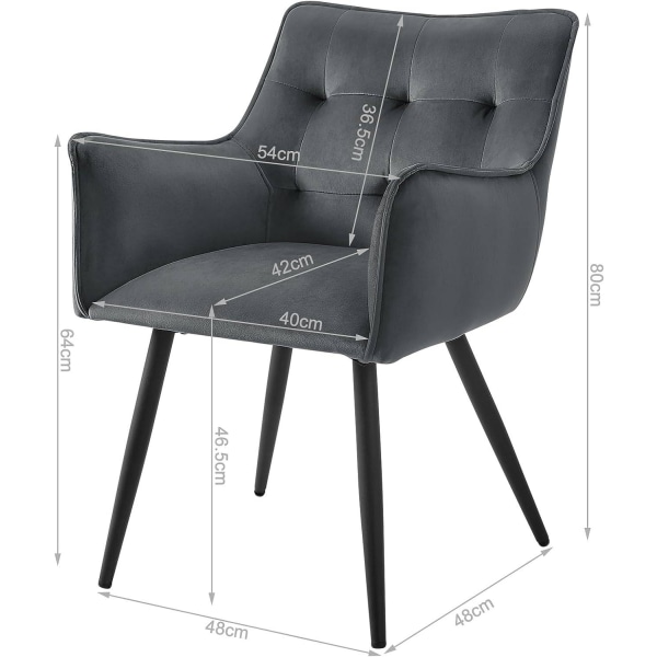 Rootz Velvet Dining Chair Set med 2 - Bekväma stolar - Snygga sittplatser - Plysch sammet, Ergonomisk design, Robust metallram - 57cm x 80cm x 57cm