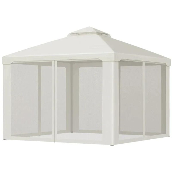 Rootz Gazebo - Puutarhapaviljonki - Paviljongin teltta - Juhlateltta - 4 X sivuseinällä - Säänkestävä - Metalli/polyesteri - Kermanvalkoinen - 2,94 x