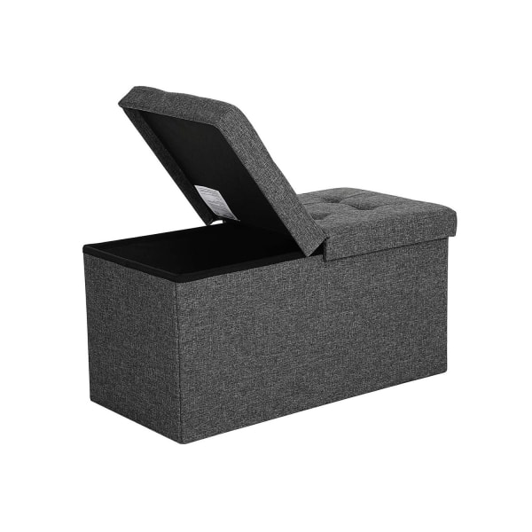 Rootz 80L opbevaringsboksbænk - osmannisk - sæde - imiteret linnedbetræk - MDF-plade - 76 cm x 38 cm x 38 cm