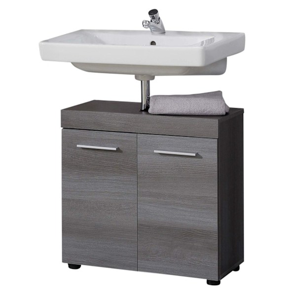 Rootz Bathroom Sink Storage Cabinet - Stylish Vanity Organizer - Chic Bath Cupboard - Smoke Silver Elegance - 58x57x31 cm