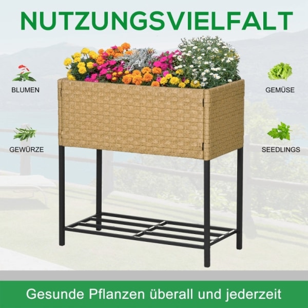 Rootz Upphöjd bäddplanterare Trädgårdsbädd - Förhöjd plantering - Utomhusplanterare - Slitstark PE-rotting - Ergonomisk design - Mångsidiga plantering