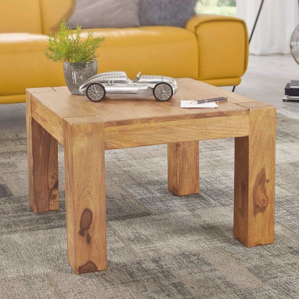 Rootz soffbord massivt trä Acacia 60 cm brett matsalsbord Design brunt bord i lantlig stil natur
