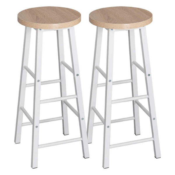 Rootz Industriel Barstol - Bordskammel - Metal- og træskammel - Robust konstruktion - Alsidig brug - Gulvbeskyttelse - Sædehøjde 71 cm, Diameter 30 cm