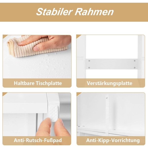 Rootz White Sminkbord - Sminkbord - Sminkbord - Justerbar LED-belysning - Gott om förvaring - Hållbar design - 110 cm x 140,5 cm x 39,5 cm