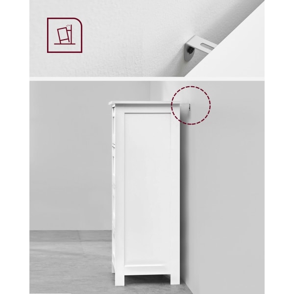 Rootz Sideskab - Kommode - Opbevaringsorganisator - Funktionelt design - Robust udførelse - Pladsbesparende - 30 cm x 82 cm x 30 cm - Hvid - MDF-plade