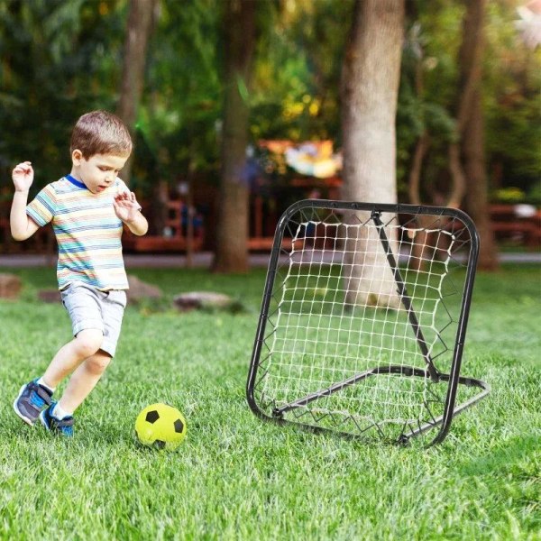 Rootz Rebounder Net - Fotboll Rebounder Net - Vikbart Kickback Goal - Rebound Wall Net - Justerbart - Svart - 78 x 84 x 65-78 cm
