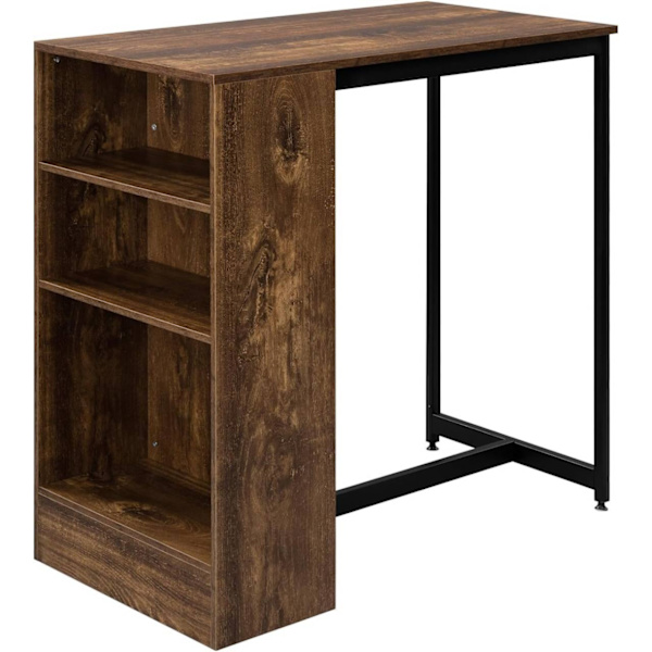 Rootz Home Barbord med vinhylde - Højt Bistrobord - Køkkenbord - Træmateriale - 91cm x 91cm x 49cm