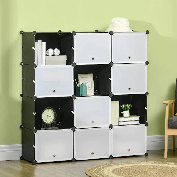 Rootz skoskab - træhammer - sort klemme - plast + stål - sort + hvid - 125 x 32 x 125 cm