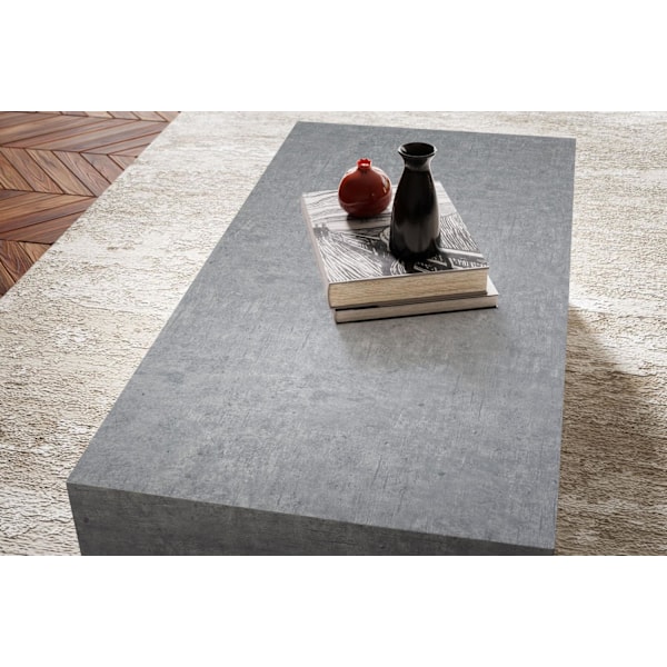 Rootz Minimalistiskt soffbord - Rektangulär design - Betongutseende - 100 cm x 50 cm x 30 cm - Folierad MDF - Reptålig melaminbeläggning