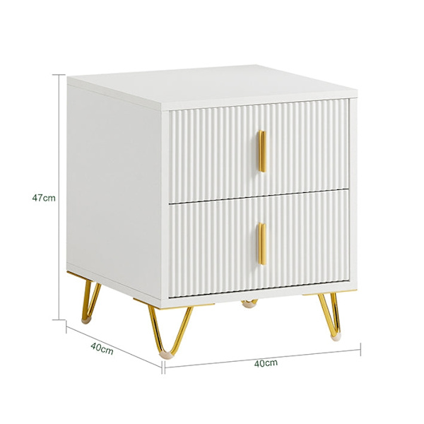 Rootz sengebord med 2 skuffer - Sofabord - Sidebord - Moderne design - Ridsefaste gulvbeskyttere - Nem montering - 40cm x 47cm x 40cm