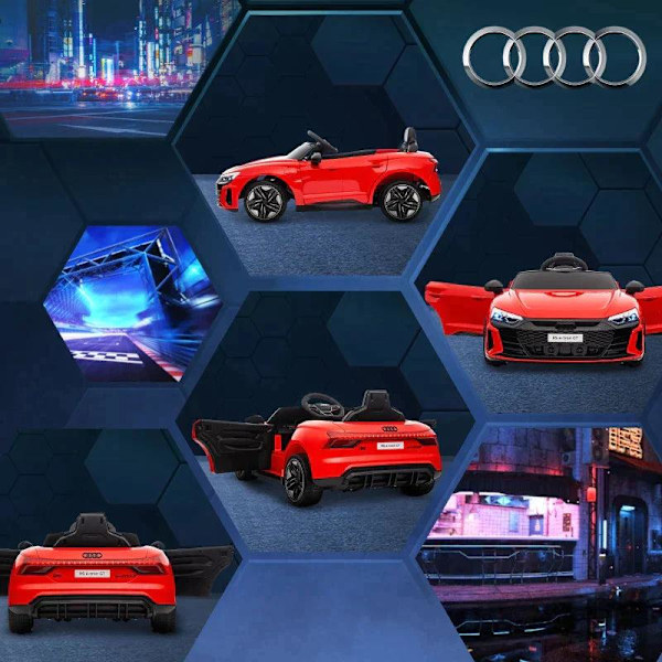 Rootz lastenajoneuvo - Lasten auto - Sähköauto - Audi-lisenssi - Turvavyöllä - Kaukosäädin - PP/metalli - Punainen/Musta - 103 x 58 x 41 cm