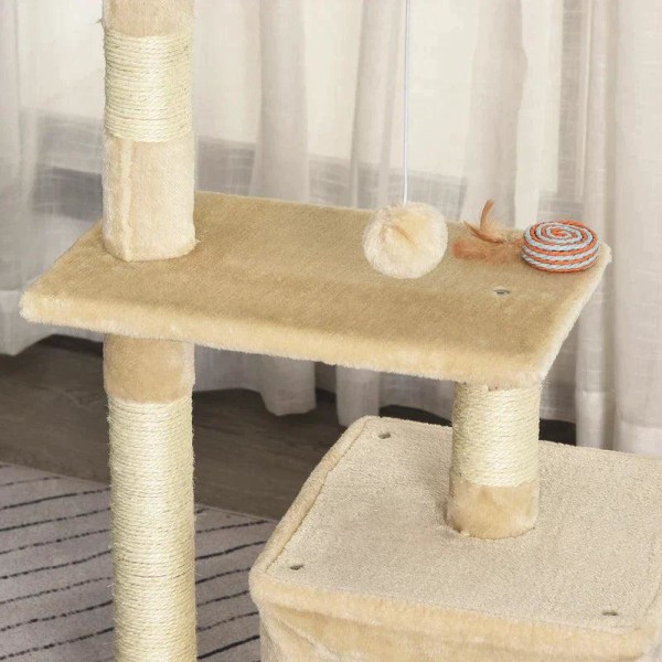 Rootz skrapstolpe - Cat Tree Tower - Sisal Cat Tree - Sisal skrapstolpar - Beige - 50 x 30 x 80 cm