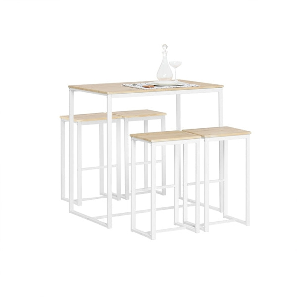 Rootz 5-delade barbordsset - Matsalsset - Köksensemble - Robust metallstomme - Mångsidig användning - Inomhus och utomhus - Bord: 100 cm x 96 cm x 60