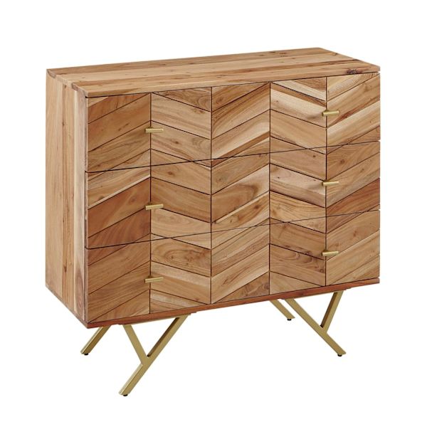 Rootz Skänk - Massivträ Acacia - Metall - Byrå - 3 lådor - 90 x 86,5 x 40 cm - Brun