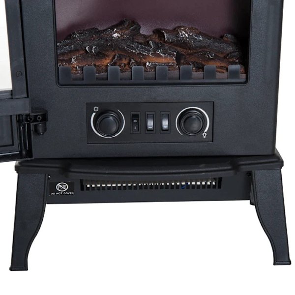 Rootz elektrisk pejs - LED Flames - 1000/2000 W - Justerbar temperatur - Lysstyrke - Metal - 39 x 23 x 56,5 cm