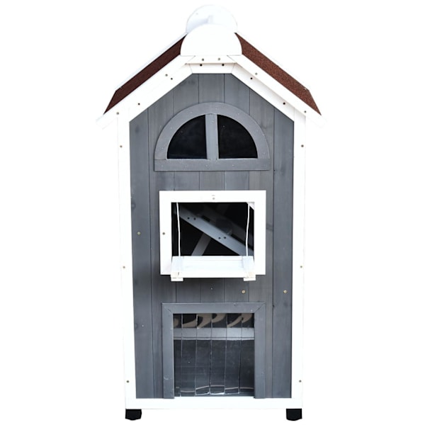 Rootz Cat House - Grå, Vit - Ved, Asfalt - 23,22 cm x 21,65 cm x 42,91 cm