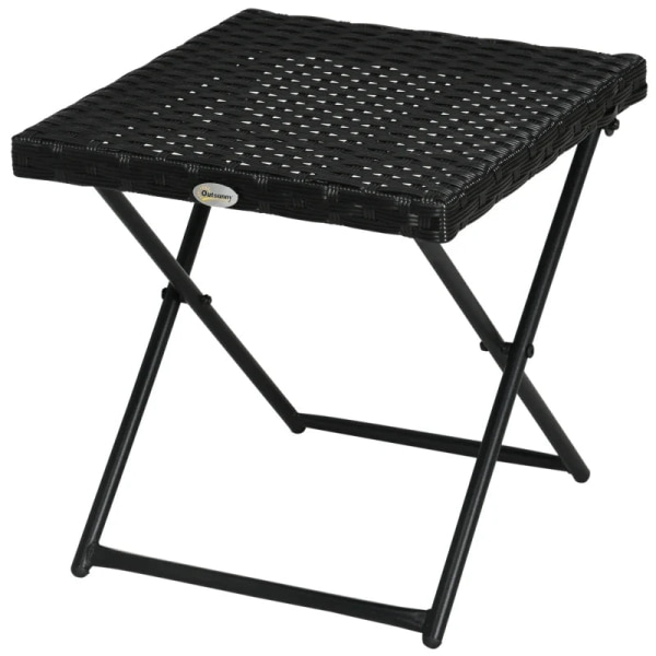 Rootz Polyrattan Balkonbord - Havebord - Sammenklappeligt - Stålstel - Let at rengøre - Sort - 40x40x40 cm