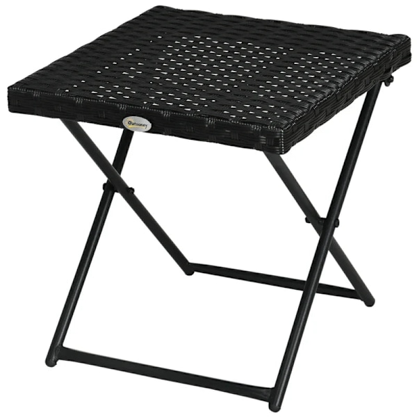 Rootz Polyrattan Balkongbord - Trädgårdsbord - Fällbart - Stålstomme - Lätt att rengöra - Svart - 40x40x40 cm