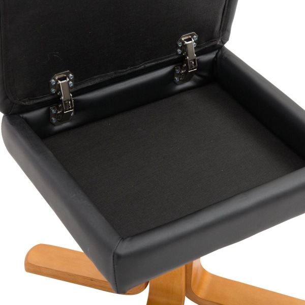 Rootz Relax stol - Fodstøtte - Fodskammel - Kunstlæder - Massivt træ - Liggefunktion - 80 x 86 x 99 cm - Sort