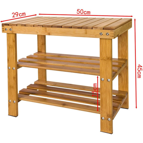 Rootz bambus skostativ - bænk - badeværelseshylde - 50 cm x 29 cm x 45 cm
