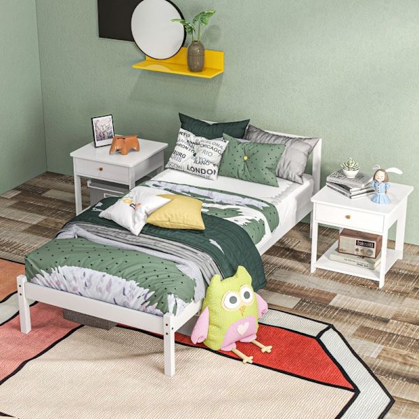 Rootz yhden hengen sängyn runko - mäntypuusänky - luonnonpuurunko - säilytystila - 208 cm x 96 cm x 70 cm - valkoinen runko - patja ei sisälly hintaan