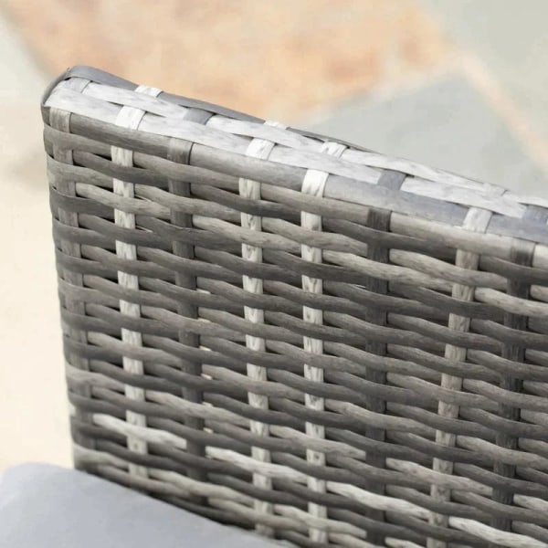Rootz Poly Rattan siddegruppe - Spisesæt - Havesæt - 5 stykker med hynder - Grå - 120L x 60W x 72H cm