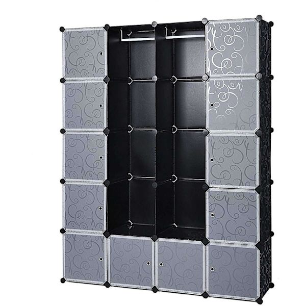 Rootz Vaatekaappi Click System - 14 lokeroa - Muovi - Vaatteet - Vaatekaappi ripustuskiskoilla - 143 x 36 x 178 cm