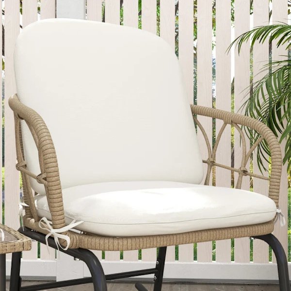 Rootz Gyngestolssæt - Havemøbler - Bistrosæt - Boho Style - PE Rattan - Vejrbestandig - Creme - 63W x 82D x 75H cm