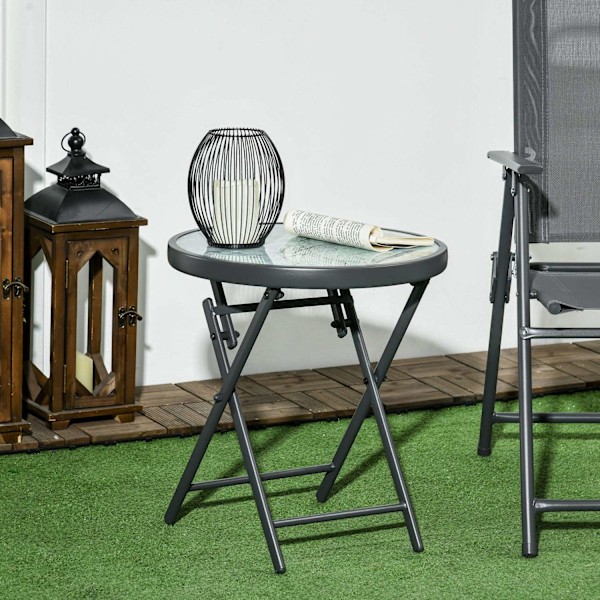 Rootz sammenfoldelig sidebord - udendørs foldningsbord - kompakt gårdhavebord - vejrbestandig og let at rengøre - 45 x 45 x 50 cm