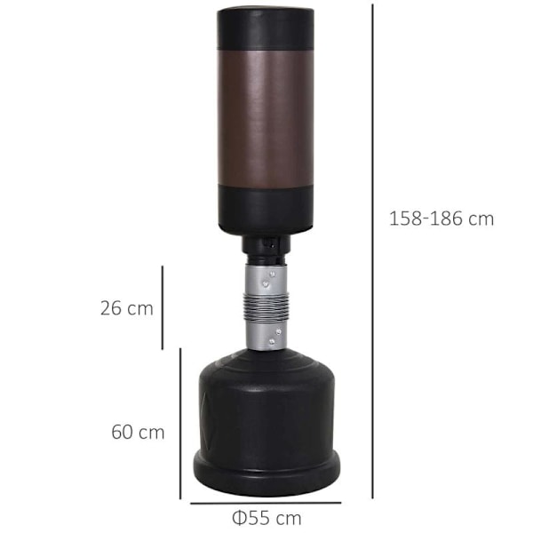 Rootz Standing Punching Bag - Boxing Doll - Boxing Partner - Punching Bag Box - Black/brown - 158-186 Cm