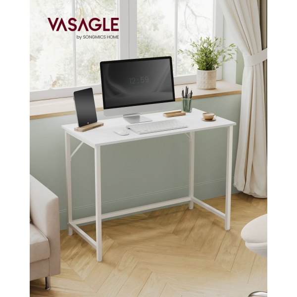 Rootz Maple White Skrivebord - Studiebord - Skrivebord - Spånplade og stålkonstruktion - Rummelig overflade - Nem montering - 50cm x 100cm x 76cm