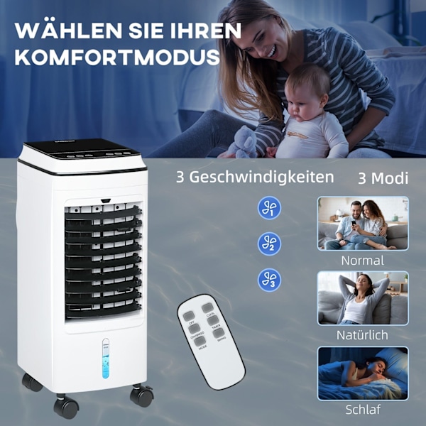 Rootz Air Cooler - Fan - Aircondition - Fjernbetjening - 3 tilstande - 24 x 28,5 x 60,5 cm - forfriskende brise