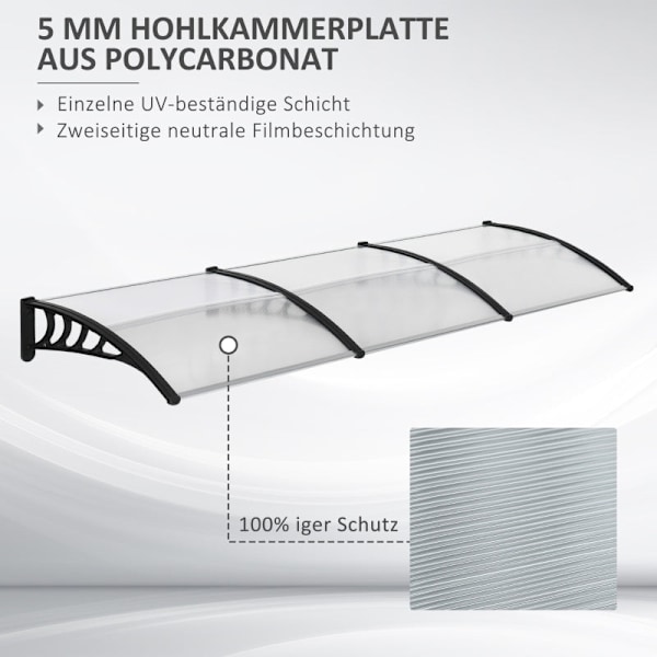 Rootz Entrétak - Dörrmarkis - Fönstertak - UV-skydd - 303L x 96W x 27H cm