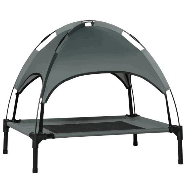 Rootz Pet Bed - Hundeseng - Udendørs hundeseng - Seng med baldakin - UV-beskyttelse - Åndbar - Grå/sort - 76 x 61 x 73 cm