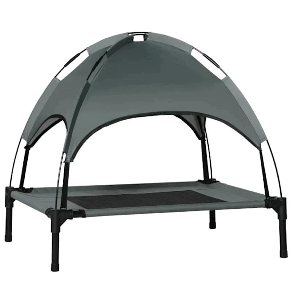 Rootz Pet Bed - Koiran sänky - Ulkona oleva koiran lepotuoli - Sänky katos - UV-suoja - Hengittävä - Harmaa/Musta - 76 x 61 x 73 cm