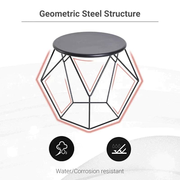 Rootz Hexagonal Side Table - Coffee Table - Nesting Table - Bedside Table -  Living Room - Bedroom - Black - L51 x B51 x H44 cm