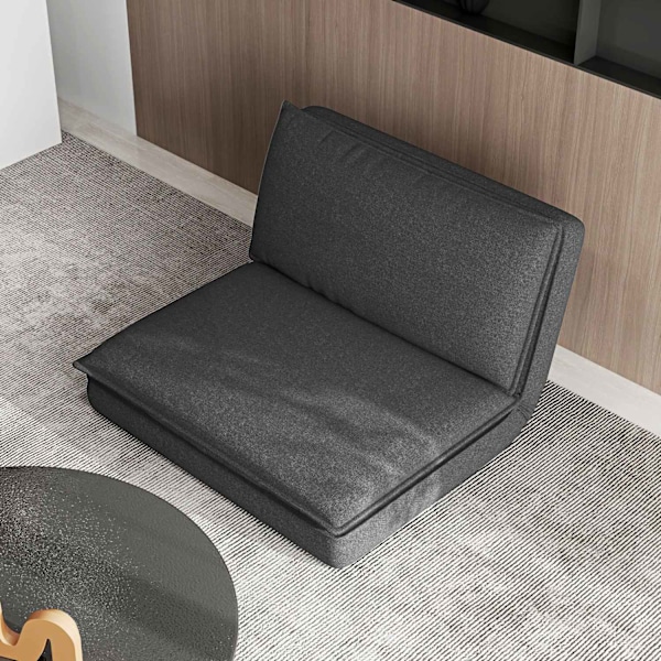 Rootz Sofa Bed - Justerbar ryglæn - Åndbart stof - Integreret nakkestøtte - 76L x 75W x 56H cm (gulvstol) - Grå