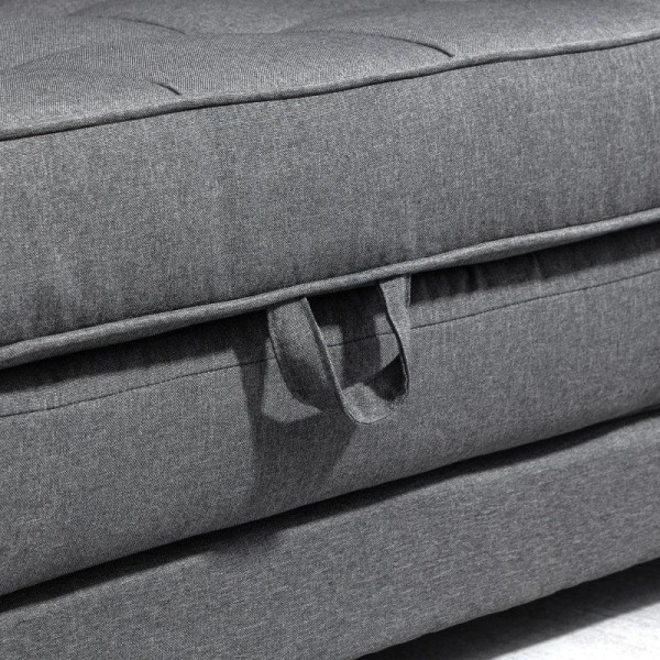 Rootz Bäddsoffa - Hopfällbar soffa - 2-sits bäddsoffa i tyg - Soffa - Soffa - Med sovfunktion - Soffset - Grå - 147,5 x 75 x 85 cm