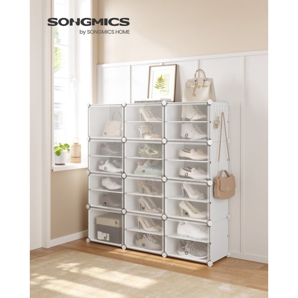 Rootz White 12 Cube Storage Organizer - Garderobsorganisator - Cube Organizer - ABS Plastic Connector - PP Plast Board - Stålram - 32cm x 83cm x 187cm