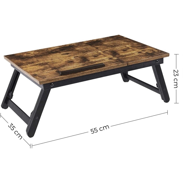 Rootz Laptop Stand - Laptop Holder - Til seng og sofa - Morgenmadsbord - Højdejusterbar - 15,6 tommer - Brun - Sort - Industriel