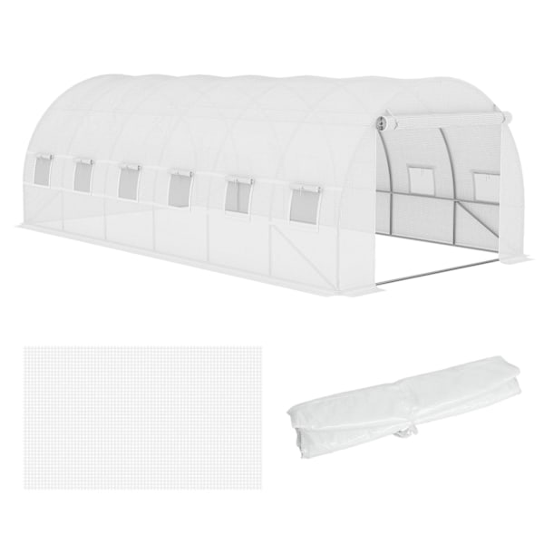 Rootz Greenhouse Replacement Film - Garden Cover - Plant Shelter - Tear -resistente - 600 cm x 300 cm x 200 cm - 12 Windows & Door